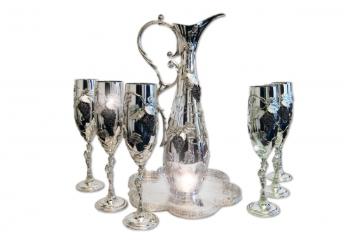 s-286. <br>   Wine set. <br>  925 silver. 3320 grams. Natural Amethyst.
