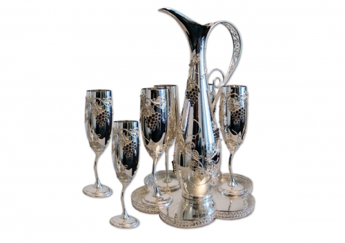 s-266. <br>  	Wine set. <br>   925 silver. 2905 grams.Natural  Amethyst and Topaz.
