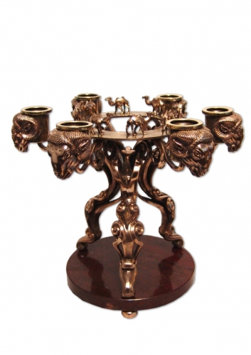 s-119.                     <br>  Candlestick «Caravan». <br>  Bronze. Natural Jasper. Height 25cm.
