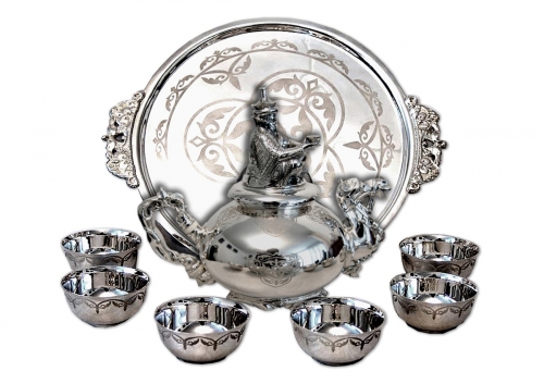 s-36.       <br>                   Tea set «Nomad».   <br>  925 silver. 1845 grams, natural mammoth tusk.