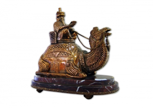 s-88. <br>  Souvenir «Nomad». <br>  Bronze. Natural Carnelian. Chrysoprase, Jasper and Obsidian. Height 18cm.