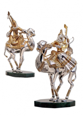 s-97. <br>  «Girl with kobyz». <br>  Bronze. Natural Jasper. Height 20cm.