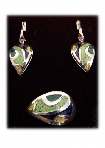 A-185.         <br>           Kit. <br> 925 silver. Natural Carnelian. Enamel.