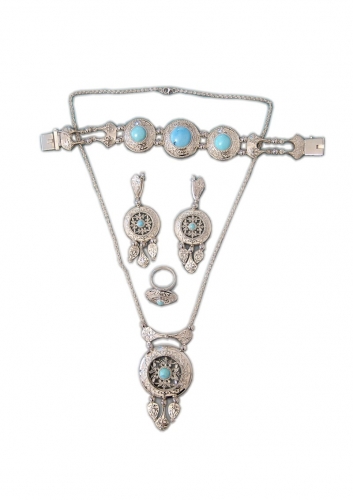  A-136.          <br>                               Kit. <br> 925 silver. Natural Turquoise.